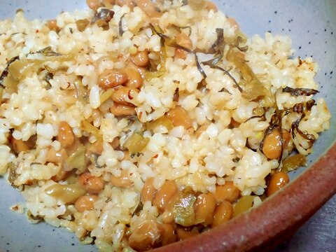 高菜と納豆の玄米チャーハン